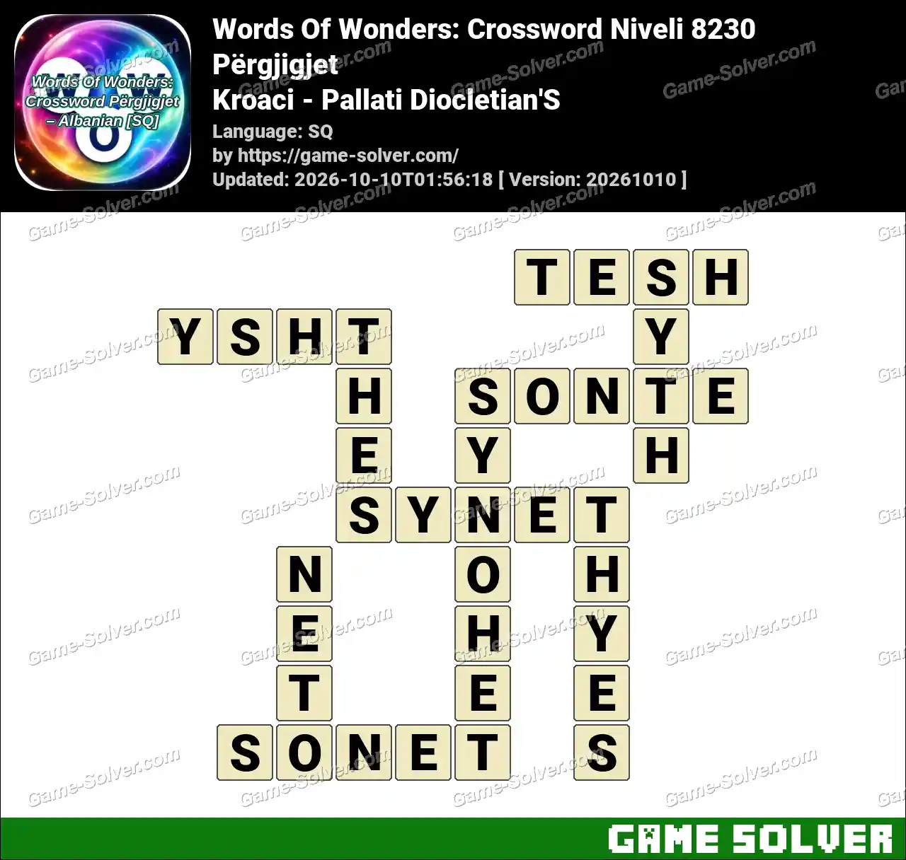 Words Of Wonders: Crossword Niveli 8230 Përgjigjet – Kroaci – Pallati Diocletian’S